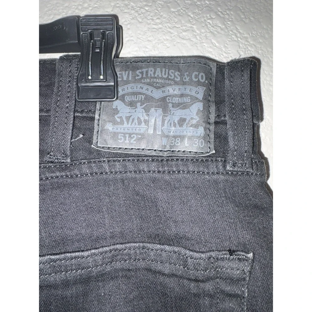 Levis 512 Jeans Mens 38x30 Black Distressed Stretch Denim